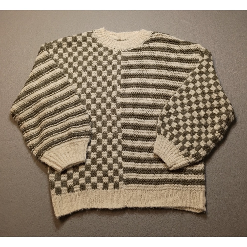 BLU PEPPER Green‎ Color Block Sleeves Sweater Sz Small Preppy Academia Retro